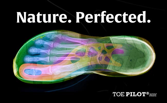 röntgenbild/xray eines Joe Nimble Schuhes mit ToePilot technologie