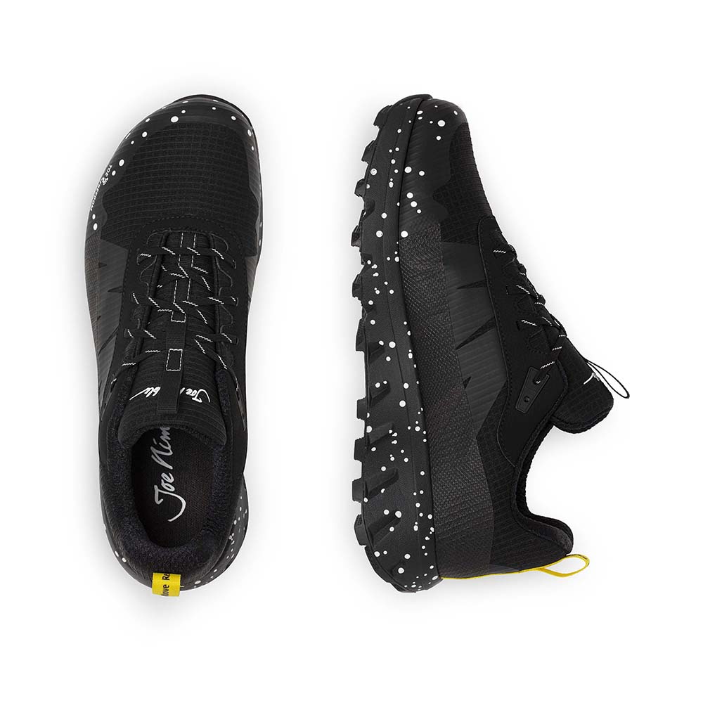 Der Joe Nimble Explore Addict Wanderschuh - das Schuhpaar in schwarz von oben und der Seite