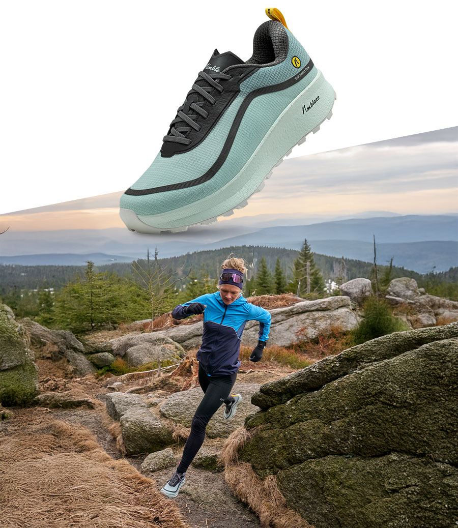 Trail Addict Flow Blau Gravel Laufschuh