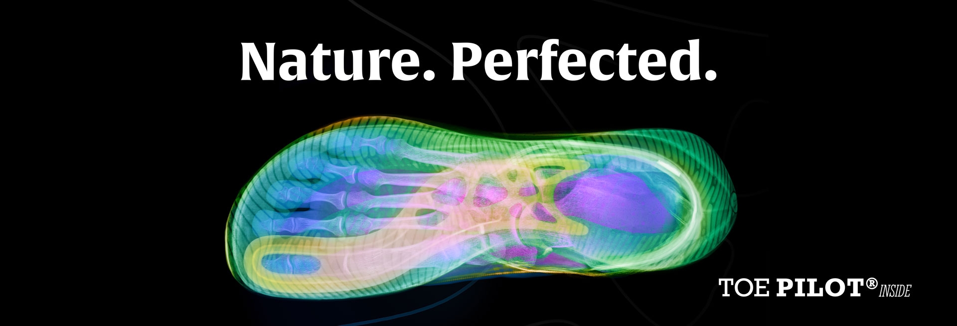 röntgenbild/xray eines Joe Nimble Schuhes mit ToePilot technologie